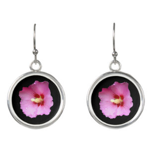 Pink Hibiscus Earrings