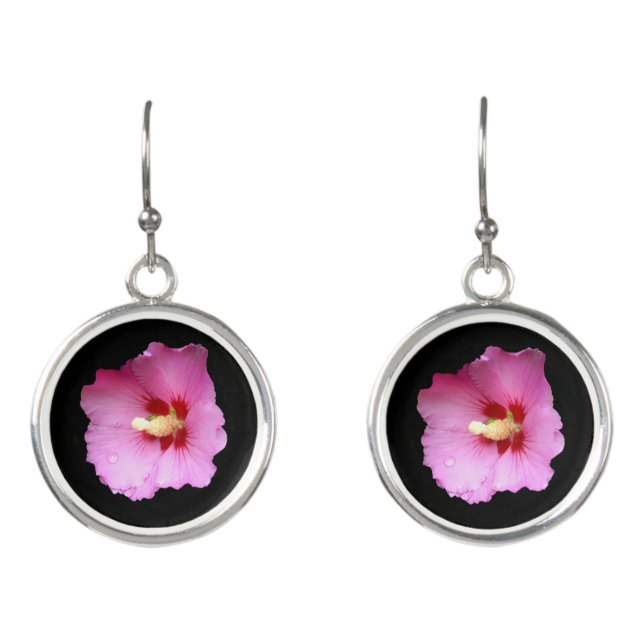 Pink Hibiscus Earrings (Front)