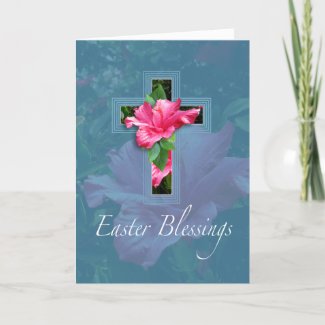 Pink Hibiscus Easter Blessings Greeting Card