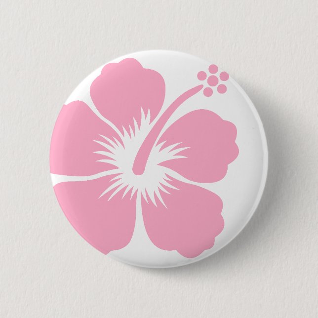 Pink hibiscus F Pinback Button (Front)