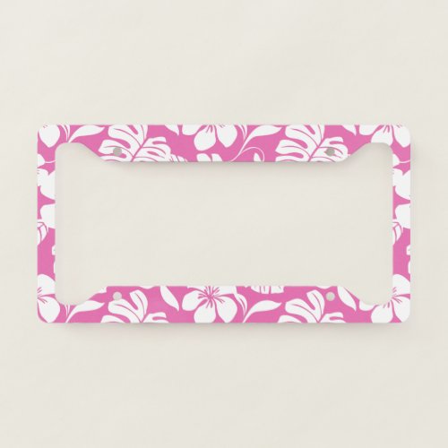 PINK HIBISCUS FLAMINGO PINK LICENSE PLATE FRAME