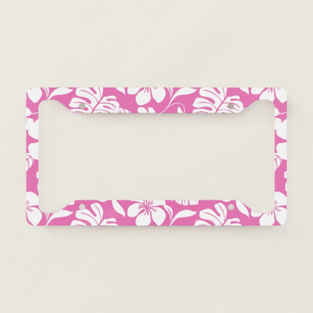 PINK HIBISCUS (FLAMINGO PINK) LICENSE PLATE FRAME (Front)