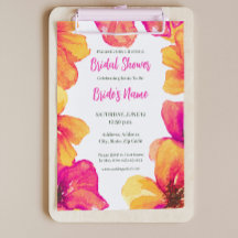 Pink Hibiscus Floral Bridal Shower Invitation