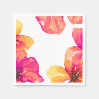 Pink Hibiscus Floral Bridal Shower Invitation Napkins