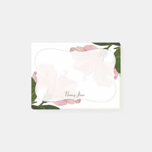 Pink Hibiscus Floral Photography - Bracket Post-it Notes (Front)