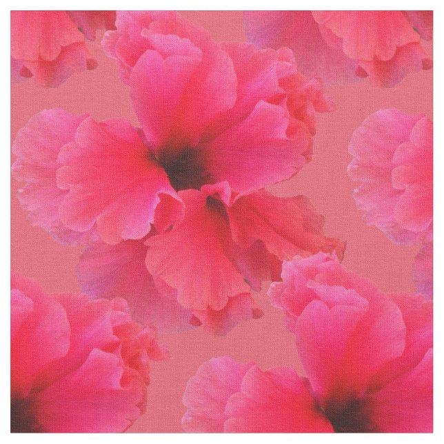 Pink Hibiscus Floral Print Fabric (Close Up)