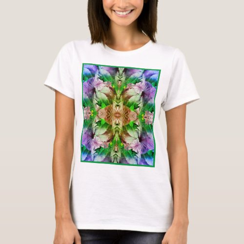 Pink Hibiscus Flower Abstract Distressed  T_Shirt