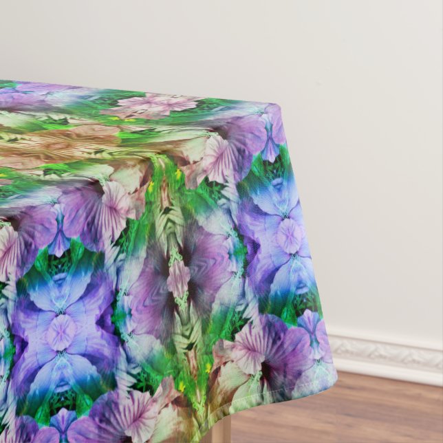 Pink Hibiscus Flower Abstract Distressed Tablecloth (In Situ)