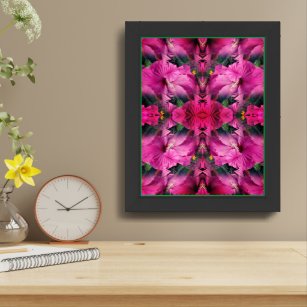 Pink Hibiscus Flower Abstract Framed          Framed Art