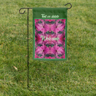 Pink Hibiscus Flower Abstract Personalized Garden Flag