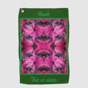 Pink Hibiscus Flower Abstract Personalized Golf Towel