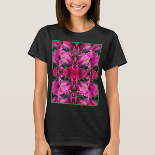 Pink Hibiscus Flower Abstract          T_Shirt