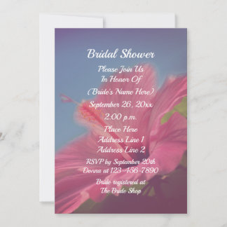 Pink Hibiscus Flower Bridal Shower Invitation