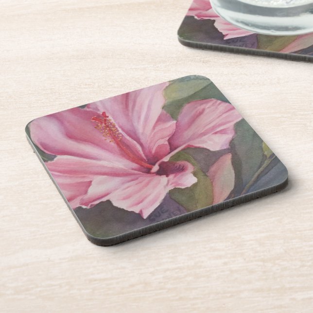 PINK HIBISCUS FLOWER COASTERS (Left Side)