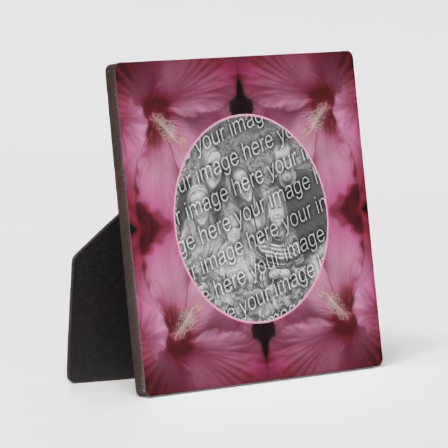 Pink Hibiscus Flower Create Your Own Photo Plaque (Front)
