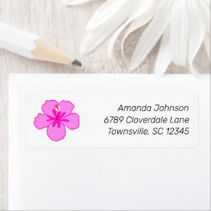 Pink Hibiscus Flower Cute Hawaiian Return Address Label
