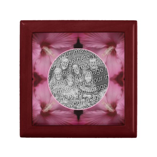 Pink Hibiscus Flower Frame Create Your Own Photo Gift Box (Front)