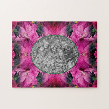 Pink Hibiscus Flower Frame Create Your Own Photo Jigsaw Puzzle by SmilinEyesTreasures at Zazzle