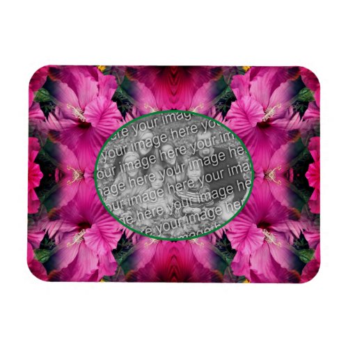 Pink Hibiscus Flower Frame Create Your Own Photo Magnet