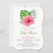 Pink Hibiscus Flower Girl Baby Shower Invitation (Front)