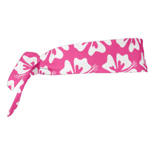Pink Hibiscus flower Hawaiian floral pattern print Tie Headband