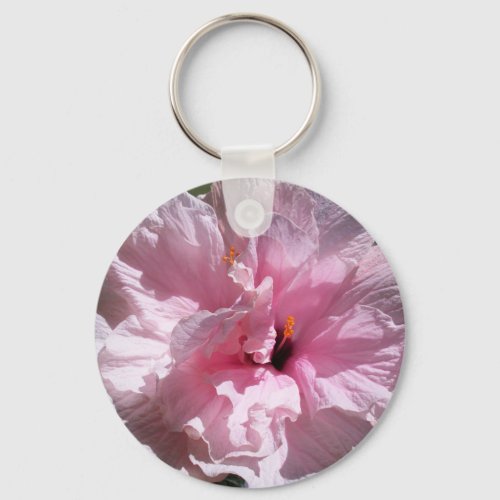 Pink Hibiscus Flower Keychain