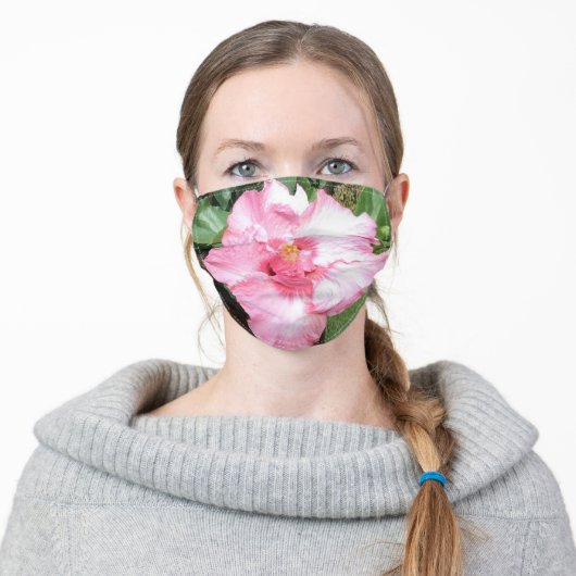 Pink Hibiscus Flower Mask (Worn)