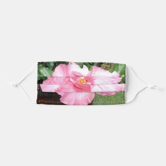 Pink Hibiscus Flower Mask (Front, Folded)