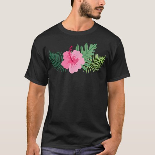 Pink Hibiscus Flower  Men Women And Kids Styles  T_Shirt