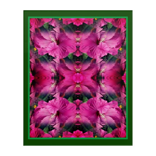 Pink Hibiscus Flower Multiplied Abstract Acrylic Print