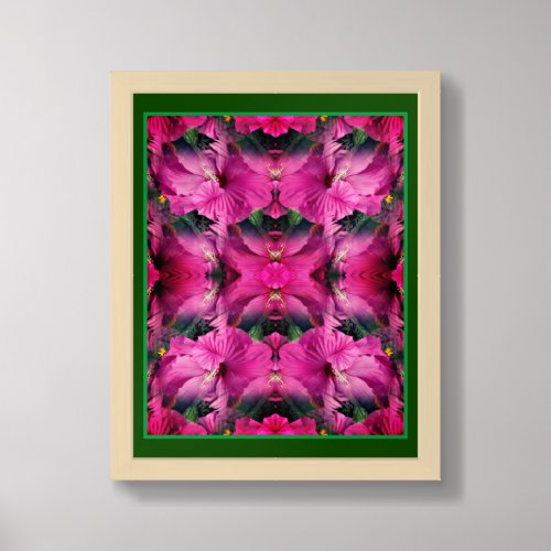 Pink Hibiscus Flower Multiplied Abstract Framed Art