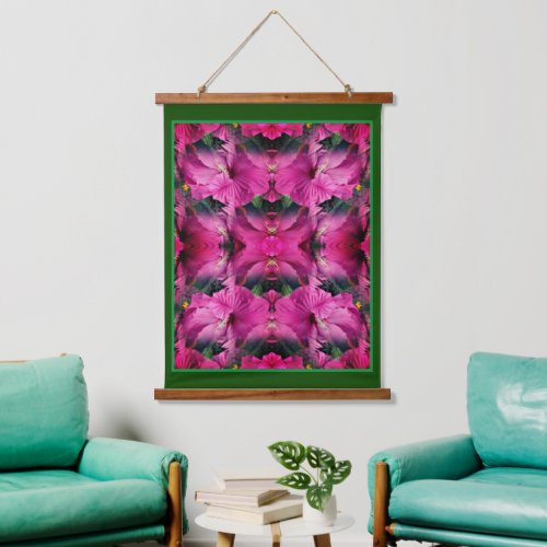 Pink Hibiscus Flower Multiplied Abstract Hanging Tapestry