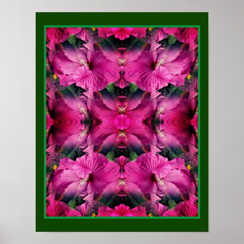 Pink Hibiscus Flower Multiplied Abstract Poster