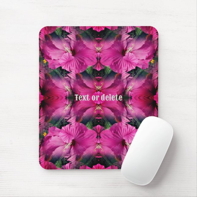 Pink Hibiscus Flower Multiplied Personalized Mouse Pad (With Mouse)