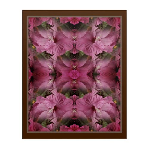 Pink Hibiscus Flower Multiplied Vintage Abstract Acrylic Print