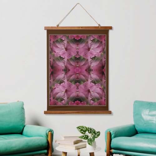 Pink Hibiscus Flower Multiplied Vintage Abstract Hanging Tapestry