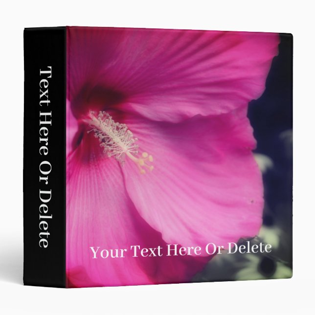 Pink Hibiscus Flower Nature 3 Personalized 3 Ring Binder (Front/Spine)