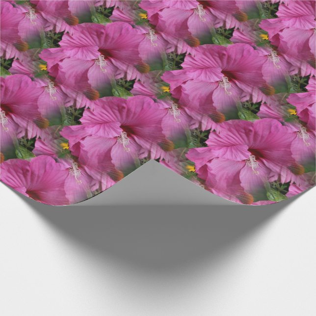 Pink Hibiscus Flower Nature    Wrapping Paper (Corner)