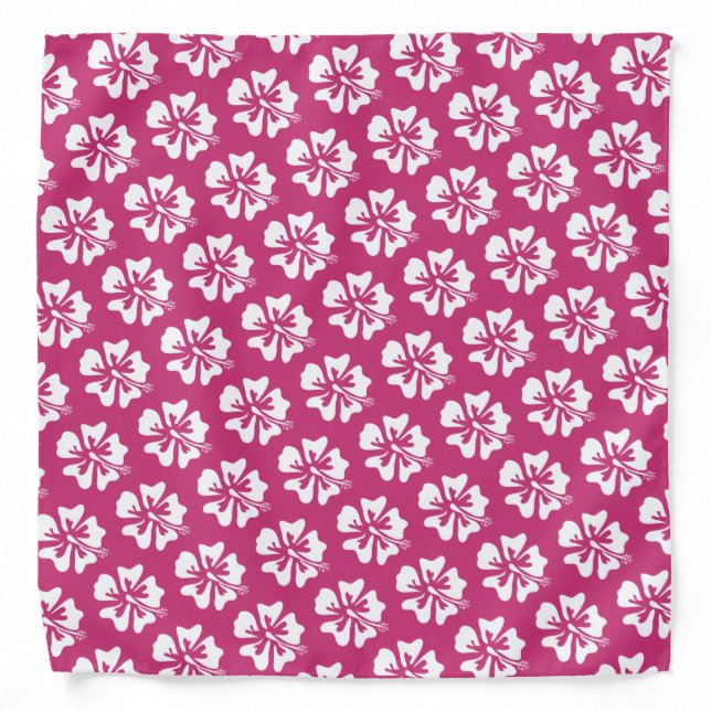 Pink Hibiscus flower pattern bandana headband (Front)