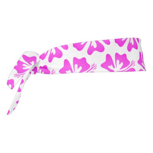 Pink Hibiscus flower pattern Hawaiian floral print Tie Headband