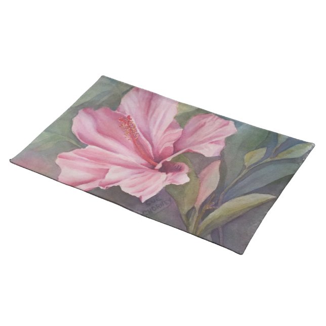 PINK HIBISCUS FLOWER PLACEMAT (On Table)