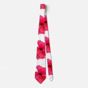 Pink Hibiscus Flower Print Tie