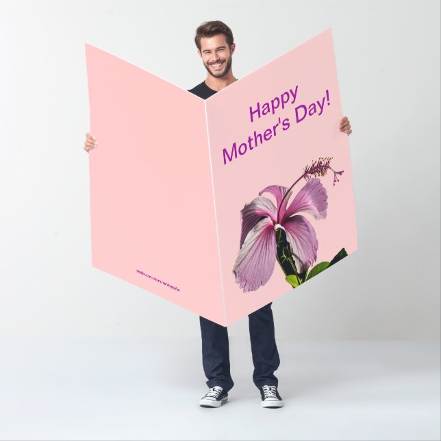 Pink Hibiscus Flower Side View Mother's Day 36x48 Card (In Situ)