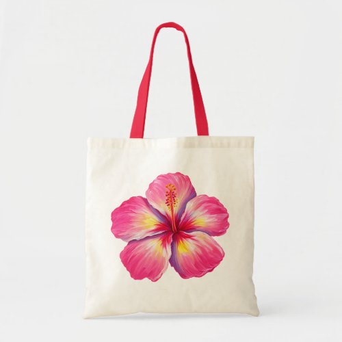 Pink Hibiscus Flower Tote Bag