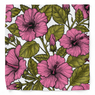 Pink hibiscus flowers bandana