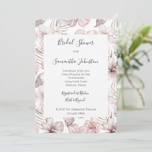 Pink Hibiscus Flowers Bridal Shower
