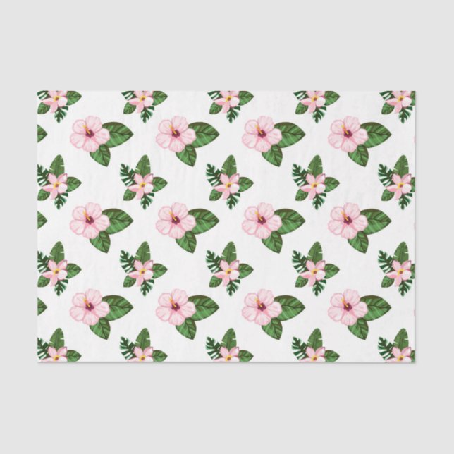 Pink Hibiscus Flowers (Design 41 Pink Series) Tissue Paper (Front)