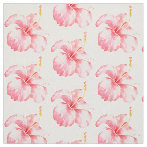 Pink Hibiscus Flowers Fabric