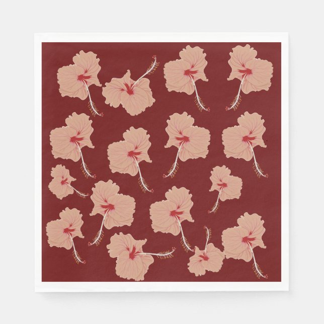 Pink Hibiscus flowers Napkins (Front)