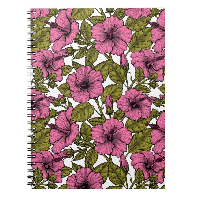 Pink hibiscus flowers notebook (Front)